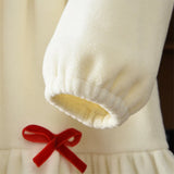  MQTIME  -  Autumn Winter New Girls Dress Kids Fleece Lace Collar Long-Sleeved Gown Children Turn-down Vestidos Princess Fashion Bow Clothes