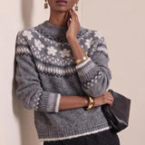 MQTIME  -  Autumn Winter Soft Warm Long Sleeved Sweater Top Fashion Christmas Sweaters Female O Neck Jacquard Loose Knitted Sweater