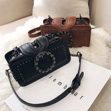 MQTIME  -  Vintage Shoulder Bag for Women PU Leather Armpit Bag Fashion Rhinestone Buckle Crossbody Bag Punk Designer Top-handle Bags