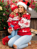 MQTIME  -  Women Kids Red Christmas Sweaters Casual Soft Jumpers Warm Thicken Matching Outfits Pullover Knitwear Xmas Family Look New