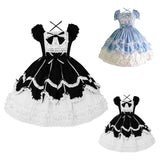 MQTIME  -  Sweet Japanese Lolita Style Summer Women Birthday Party Mini Dress Sexy Bowknot Bandage Cosplay Cute Kawaii Lace Ruffle Dresses