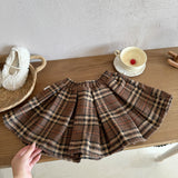 ﻿ MQTIME  -  New autumn baby clothing for 0-3 years old, fashionable brown plaid pleated skirt, cute   skirt