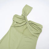  MQTIME  -  Twist One Shoulder Flare Jumpsuits Sexy Hollow Out Strapless Backless Slim Casual Streetwear Overalls Women Solid Rompers