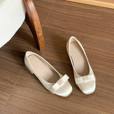 MQTIME  -  Sweet Butterfly-knot Women Satin Mary Jane Shoes Concise Slip On Low Heel Party Shoes New Spring Autumn Ladies Dress Pumps