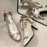  MQTIME  -  Mary Jane Shoes Satin Platform Shoes Bow Lolita Cosplay Y2K Shoes Lolita Shoes Cute Core Women's Summer Shoes Dress Shoes
