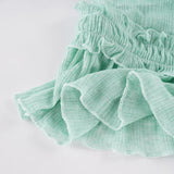  MQTIME  -  Y2k Sweet Solid Bandage Ruffles Neck Lace-up Patchwork Irregular Design Short Cardigan
