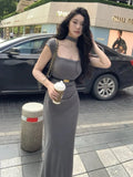 MQTIME  -  Summer New Korean Elegant Sex Appeal Dresses Simple Solid Color Evening Party Prom Vestidos Women Chic One Piece Clothing