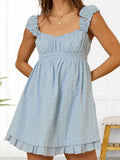 MQTIME  -  Women s Lace Trimmed Sleeveless Mini Dress with Sweetheart Neckline and Ruched Bust Detail - Flirty Summer Babydoll Dress with