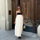 MQTIME  -  Contrast Loose Sling Women Dresses Sleeveless Backless Square Collar Female Dress Fashion High Waist Summer Sexy Lady Robe