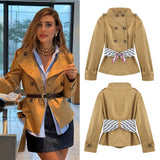 MQTIME  -  Autumn Winter Fashion Double Breasted Zipper Scarf Decor Trench Coat Women Elegant Streetwear