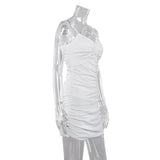 MQTIME  -  Summer New White Pleated V-neck Slim Hip Dress Feminine Hot Girl Slip Skirt