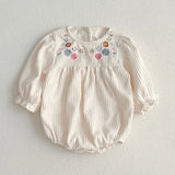  MQTIME  -  Spring Korean Style Girls' Matching Sister Set Long Sleeve Bodysuit with Embroidery Princess Outfit Infant Romper Baby Clothes