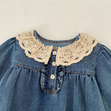 MQTIME  -  Spring New Fashion Baby Girl Lace Collar Denim Bodysuit Cotton Newborn Toddler Sweet Princess Jumpsuit Infant Clothes 0-24M