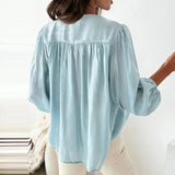 MQTIME  -  New  Spring Elegant O Neck Draped Shirt Fashion Embroidered Lace Hollow Out Blouse WomenSummer Lantern Sleeve Office Ladies Tops