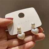 Mqtime Imitation Pearl Earrings For Women Heart Round Stud Earrings Elegant Love Ear Stud Party Wedding Jewelry Valantine Day Gifts