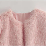 MQTIME  -  Faux Fur Short Coats Women Casual Solid Long Sleeved Fluffy Fox Fur Jacket Female Autumn Winter Fashion High Street Outwear