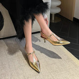 MQTIME  -  2024 summer women sandals natural leather shoes 22-24.5cm cowhide+sheepskin+pigskin pointed toe back strap high heel shoes women