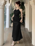 MQTIME  -  Dresses Women Sleeveless Sexy Elegant Off Shoulder Slim Backless Temperament Mermaid Dress Party Female Fashion Summer