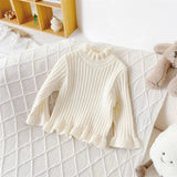  MQTIME  -  Girls Ruffled Sweater Baby Kids Autumn Knit Jumper Children Winter Fashion Pullover 2025 New Toddler Casual Warm Coats 1-6Y