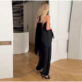  MQTIME  -  Elegant Black Satin Halter Vests For Women 2026 New Scarf Neck Backless Sleeveless Tank Female High Street Chic Lady Party Tops