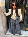  MQTIME  -  With Belt Long Skirts For Women Fashion New Vintage Plaid Midi Skirt High Street Casual Pleated Chic Midi Skirts Mujer ﻿