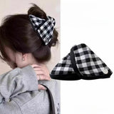 MQTIME  -  Vintage Handmade Hair Claw Sweet Grab Shark Clip Fashionable Handcrafted Hair Clip Trendy British Plaid Vintage Hair Accessory
