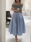 MQTIME  -  Korobov Pink Half Skirt Female Summer Pleated Shaggy Skirts Gentle A-line Skirt High Waist Large Swing Vintage Fashion Faldas