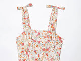 MQTIME  -  Women Floral Print Short Dress With Bow Sexy Backless Sleeveless Beach Style Women's Dress Wave style Hem Female Dresses