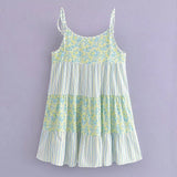 MQTIME  -  Striped Mini Dress Round Neck Beach Dress Sleeveless Printed Sundress Straight Style Boho Vestidos Holiday Dress
