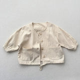  MQTIME  -  Autumn New Children Long Sleeve Coat Solid Baby Boys Vintage Jacket Fashion Kids Girls Casual Cardigan Toddler Clothes