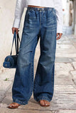 MQTIME  -  Women Jeans Wide Leg Pants Straight Trousers Stretchy Loose Fit Mid Waist High Street Jeans Vintage Style Fashion