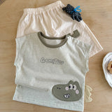 MQTIME  -  Boys' Suit Spring and Summer New Children's Wear Korean Boy Baby Fashion Cartoon Vest Shorts Two-piece Set Simple