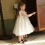  MQTIME  -  Baby Girls Mesh Dress Summer Princess Tulle Tutu Gown New Children White Sleeveless Clothing New Kids Birthday Party Vestidos