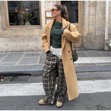  MQTIME  -  Fashion Grid Printed Long Pants For Women Elegant High Waist Wide Leg Trousers 2026 Spring New Street Lady Casual Baggy Pants