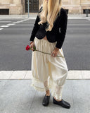 MQTIME  -  Women's Lace Loose Lantern Pants Fashion Commuting Ruffle Casual Wide Leg  Streetwear Daily Trousers New Women Pants 2026