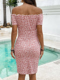 Mqtime Summer Korean Version of the New Slimming Fashion Line Shoulder Floral Skirt Temperament Maternity Dress
