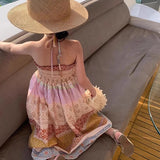 MQTIME  -  New Girls Dresses 2-6 Y Summer Stretch Ruffled Bohemia Ethnic Style Suspender Dress Childrens Outwear Clothing