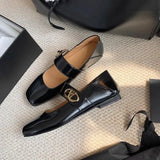 MQTIME  -  2024 New Mary Jane Women Flat Heel Shoes Fashion Square Toe Ladies Autumn Casual Slingback Shoes Retro Shallow Ballerina Zapatos