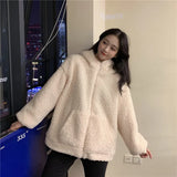 MQTIME  -  Autumn Winter Women Hoodies Solid Color Thicken Warm Jackets Casual Hooded Coats Zipper Sweatershirt Female Lamb Wool Outerwear