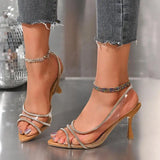 MQTIME  -  Luxury Silver Glitter Super High Heel Peep Toe Sandals Women Transparent Pvc Sling Back Pumps Summer Sexy Dress Party Shoes