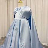 MQTIME  -  Luxury Blue Dubai Girl Dress Beaded Crystal Arabic Princess Kids Wedding Birthday Party Ball Gown Communion 2024 J379