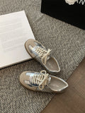 MQTIME  -  New Leather Mid-cut Running Sneakers Female Vulcanized Athletic shoe Suede Skate Shoes Fashionable Blue Feewear for Teenagers
