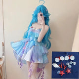 MQTIME  -  Mermaid Cosplay Camisole Dress Women Starfish Shell Pearl Lace Ruffle Spaghetti Straps Slim Mini Dress Cosplay Party Outfit