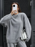 MQTIME  -  Fluffy Mohair Sweater Women Oversize Slouchy Long Sleeve Round Neck Autumn Cozy Knitwear Women Knit Sweet Lady Jumper 2025