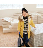 MQTIME  -  Large Fur Collar Kids Coats Boys Girls Thickened Down Jacket Children Winter Outerwear Teenager Hooded Casual Clothing 2-10Y