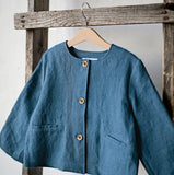 MQTIME  -  Spring Thin Retro Linen Jacket Children 2025 New Solid Color Single-Breasted Cardigan Casual Long-Sleeved Boys And Gilrs Coats