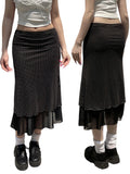 MQTIME  -  Elegant High Waist Pleated Midi Skirt with Floral Print for Women Stylish A-Line Knee Length Skirt for Summer