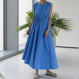 MQTIME  -  Summer New Women Dress 2025 Versatile Sleeveless Undershirt With Strappy Casual Solid Color O-neck Simple Women Dress