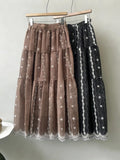 MQTIME  -  Korean Korean Casual Crochet Geometric Print A-LINE Mid-length Fashion Skirts