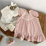 MQTIME  -  Summer baby clothing, girls aged 0-5, sweet dress, cute double sleeve skirt